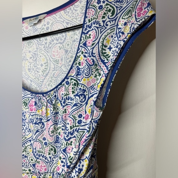Boden Margot Paisley Floral Jersey Cap Sleeve Sheath Stretchy White Dress 10P - Picture 6 of 14